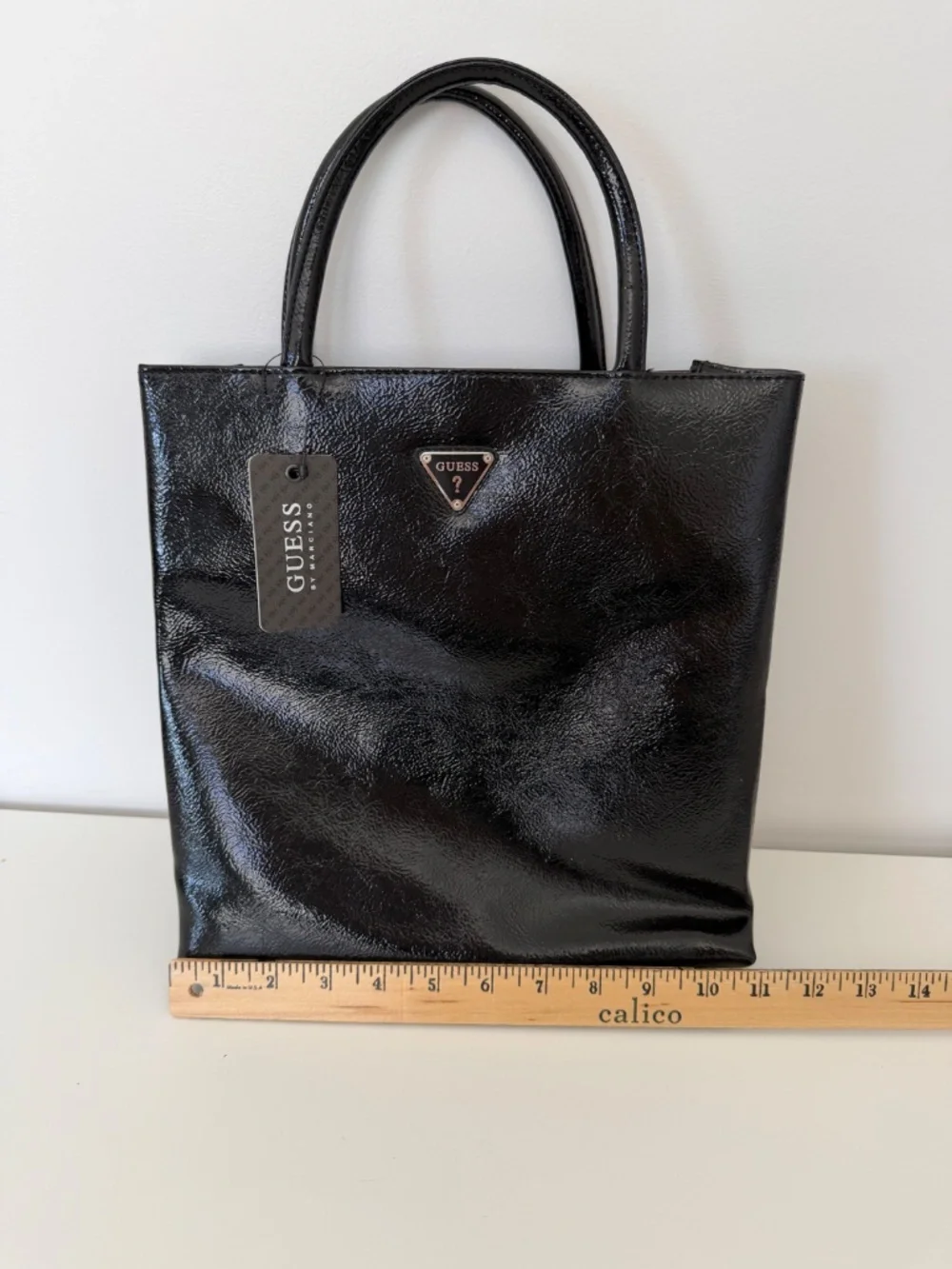 NWT GUESS HARPO VINTAGE Y2K handbag BAG WITH TEXTURED PATENT FAUX LEATHER